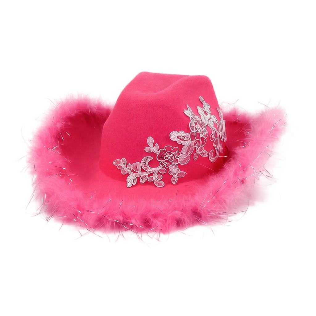 Adult Western Hat with Lace Trim and for Costume Party