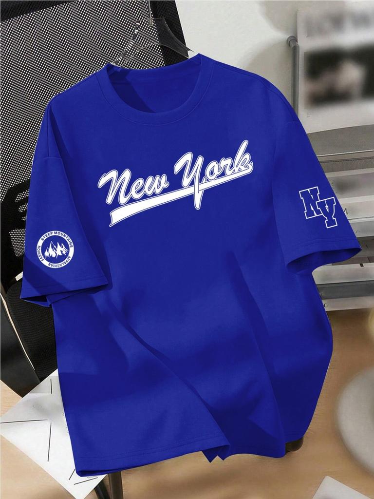 New men's summer design letter print soft and breathable round neck T-shirt summer outdoor street quick drying top