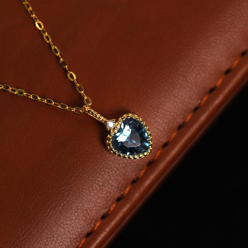 925 Sterling Silver European Blue Crystal Ocean Star Pendant Clavicle Chain Necklace Women Classic Fashion Wedding Jewelry