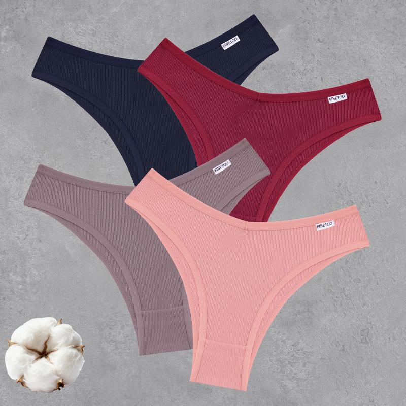 4PCS Seamless Cotton Bikini Panties For Women Sexy Low Waist Breathable Brazilian Pants Female Soft Intimate Lingerie