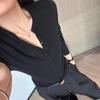 Withdrawal collar sweater bottoming shirt female slim fit retro knitted sweater