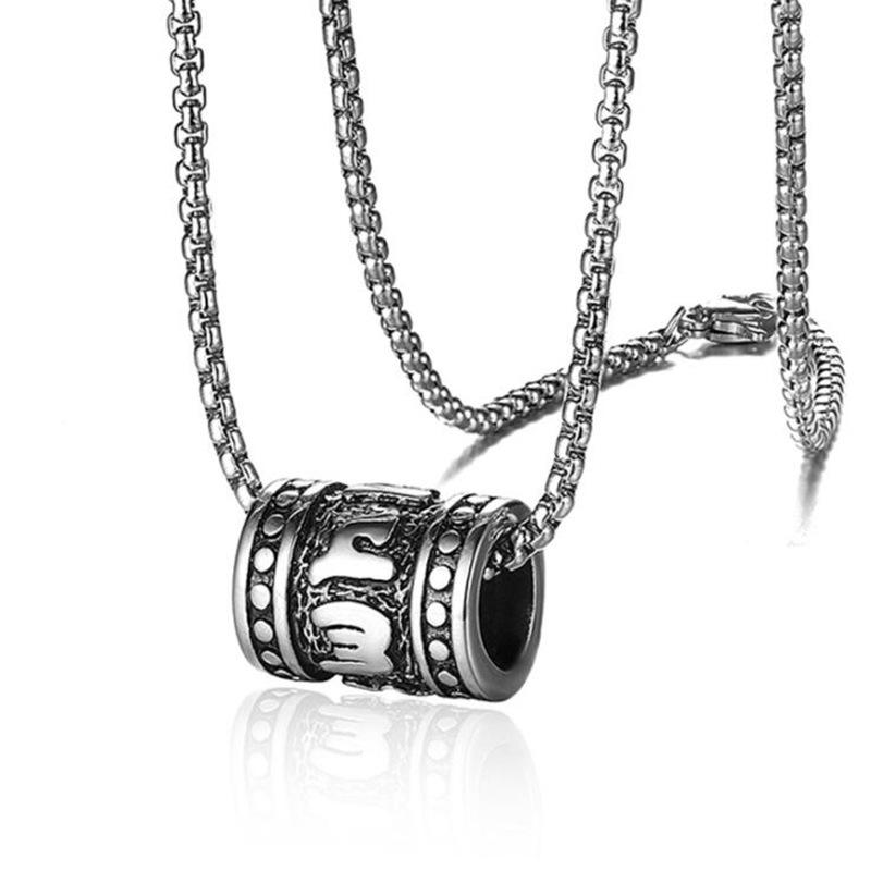 Fashionable Retro Totem Cylinder Artifact Hip Hop Necklace Men's Titanium Steel Accessories