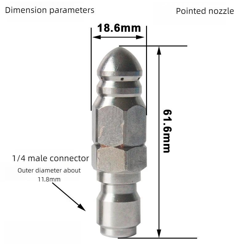 Pressure Washer Sewer Jetter Nozzle with Stainless Steel Mini Compact Durable Sewer Jet Nozzle Pressure Drain Jetter Hose Nozzle