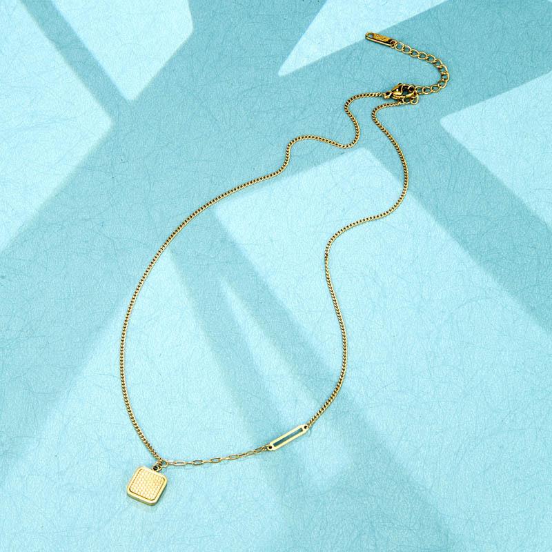 Square Honeycomb Necklace Stacked Collarbone Chain Women'S Niche Non-Fading Jewelry Premium Durable Quality Useful