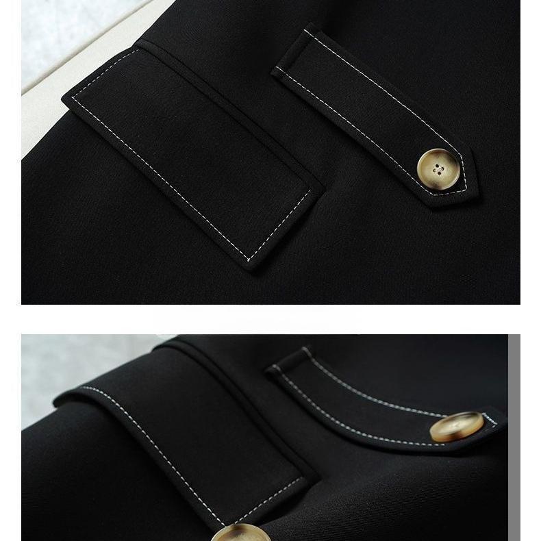 Simple Women Vest Jacket Fashion  Blazer Casual Outerwear Versatile Stitching Design