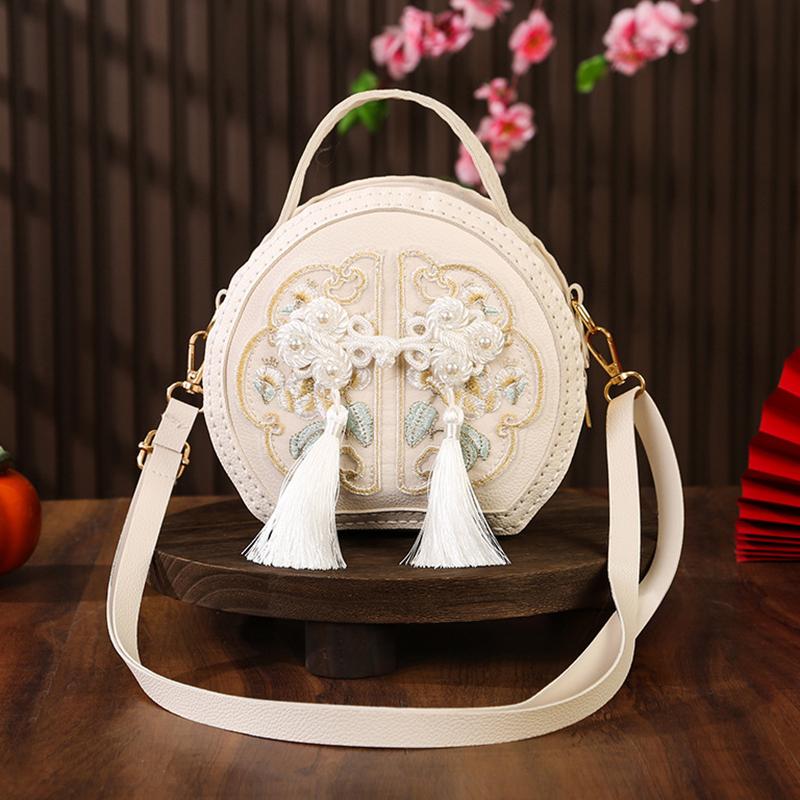 

Сумка в китайском стиле, национальный стиль для женщин, универсальная нишевая вышитая сумка-мессенджер, портативная сумка круглой формы большой вместимости