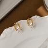 925 Sterling Silver 18K Gold Plated Round CZ Drop Huggie Earrings for Women Sparkle Dangle Hoop Earrings Daily Party Jewelry
