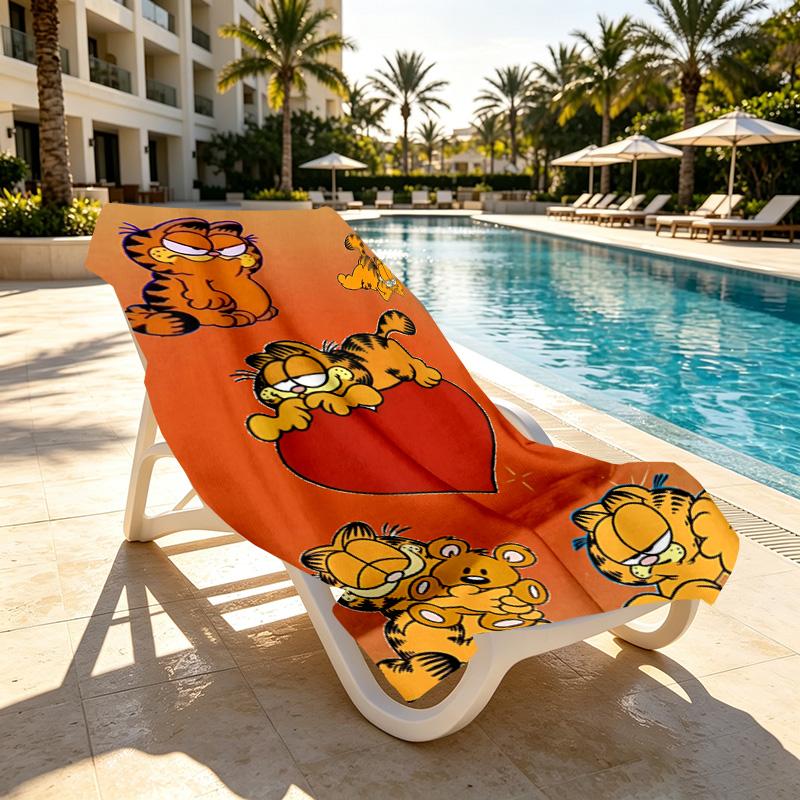 Garfield Print Beach Towel Design, Soft, Lightweight. for Home Bathroom, Spa, Pool, Yoga, Surfing, Camping, Gift for Family, Friend