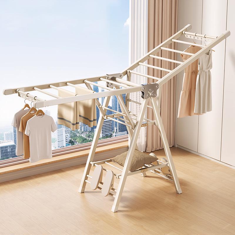 Adjustable Foldable Clothes Drying Rack for Indoor/Outdoor Use - Ideal for Bedroom, Balcony, and Baby Items.