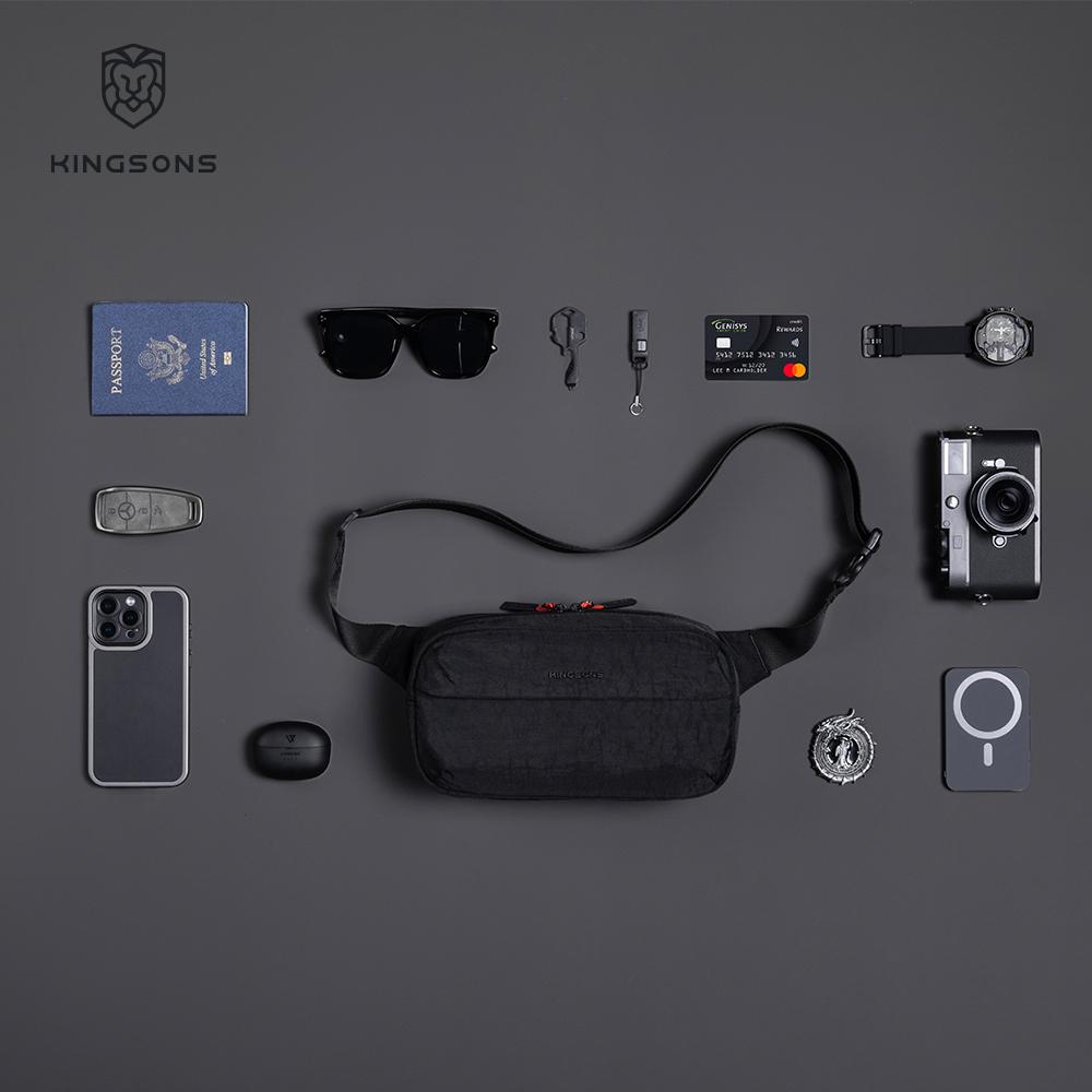Kingsons Urban Ride Lite Sling Herren Damen Brusttasche Kleine Umhängetasche 420D Nylon Wasserdicht Minimalistisch Reisen Leicht