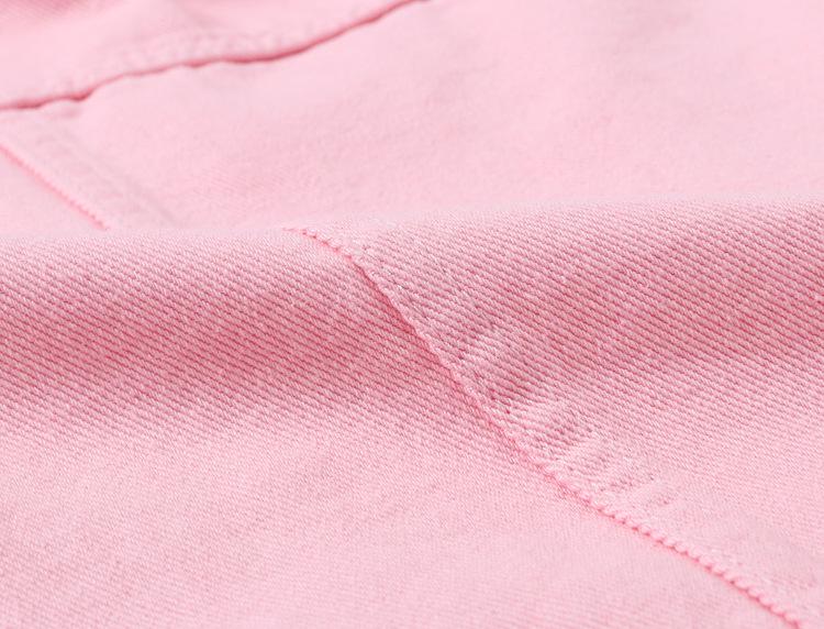 Damen Rosa Frühling Locker Geschnittene Jeansjacke - Kurz, Langärmlig, Übergröße, Lässiger Koreanischer Stil