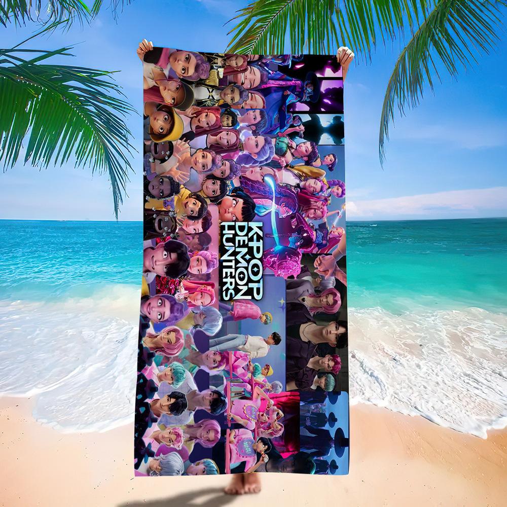 Trend Character Digital Print Double Sided Flannel Microfiber Beach Towel Quick Dry Absorbent Bath Towel