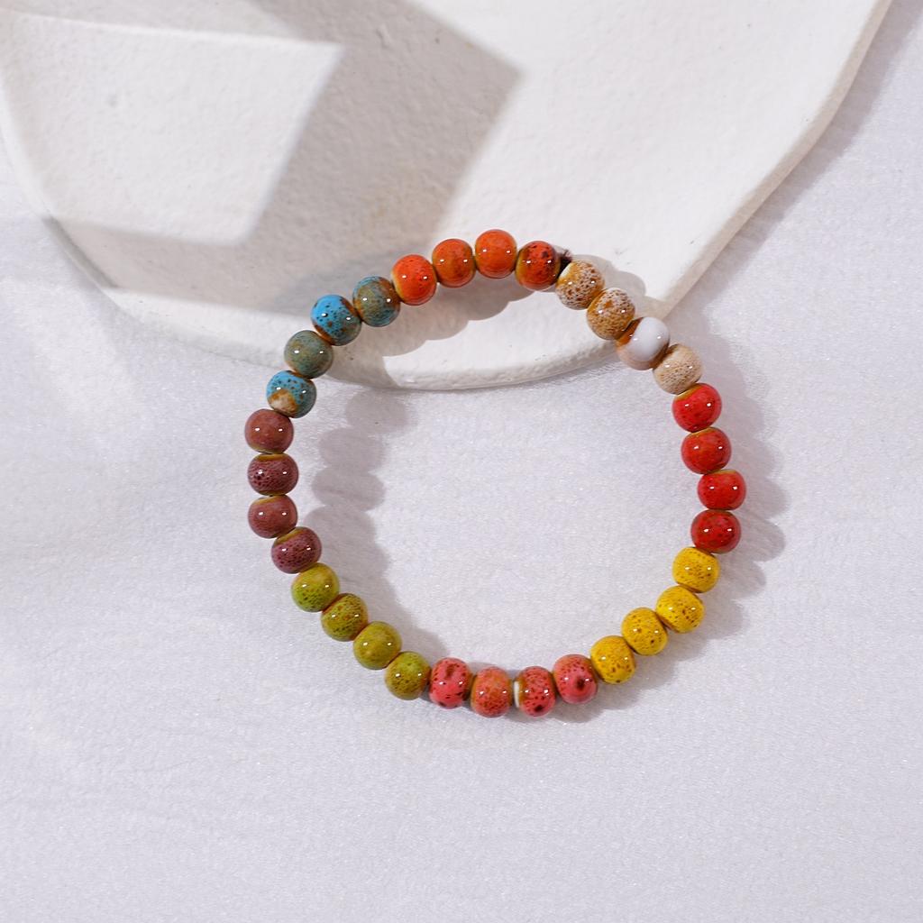 Ceramic new fashion flower glaze bead bracelet multi-color leisure ethnic style student