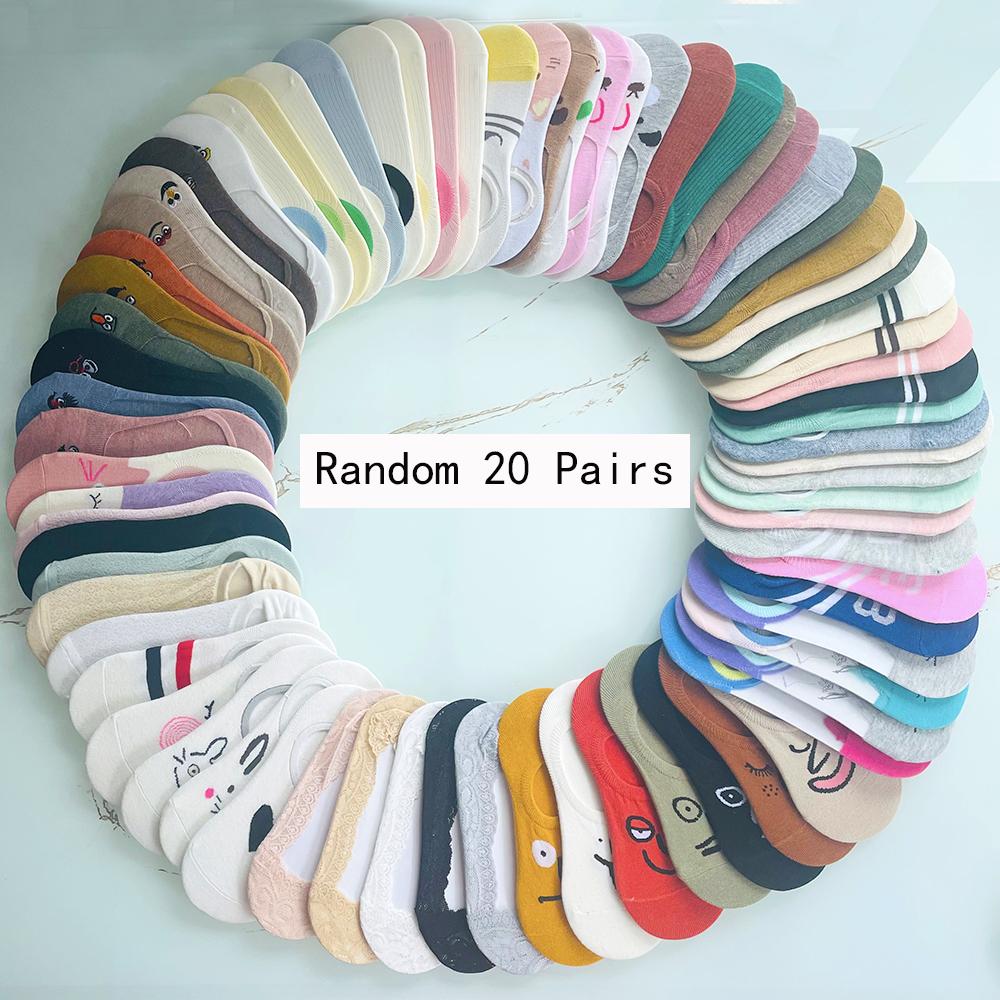 10/20 Perechi Culori Aleatorii Șosete Scurte din Bumbac cu Desene Animate pentru Femei Culori Solide Bomboană Șosete la Modă pentru Fete