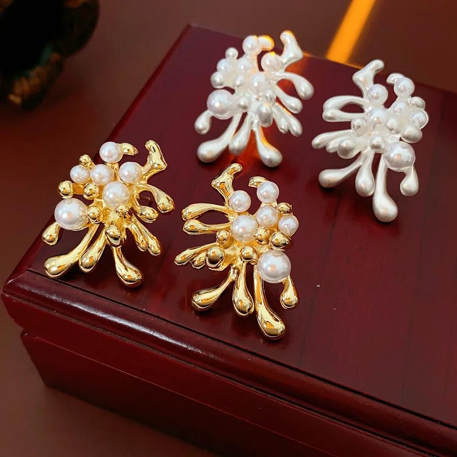 Vergoldete Feuerwerk-Perlen-Ohrstecker Mode Europäisch Amerikanisch Persönlichkeit High-End Ohrring für Frauen Luxus Zirkon