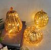 LED Glass Pumpkin Decoration with Warm Light for Fall Halloween Home Decor