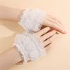 Lightweight Lace Wrist Sleeves Sun Blocking Stretchy Design For Summer Outings Casual Outfits White