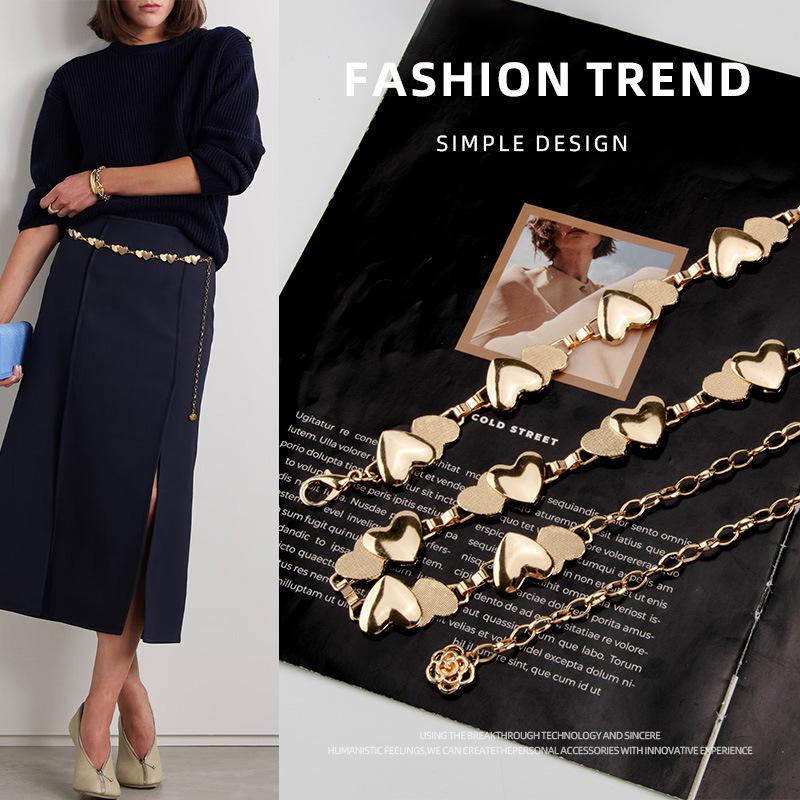 New Metal Love Chain Women's Fashionable Versatile Body Chain Dress Decoration High-end Waist Chain Women