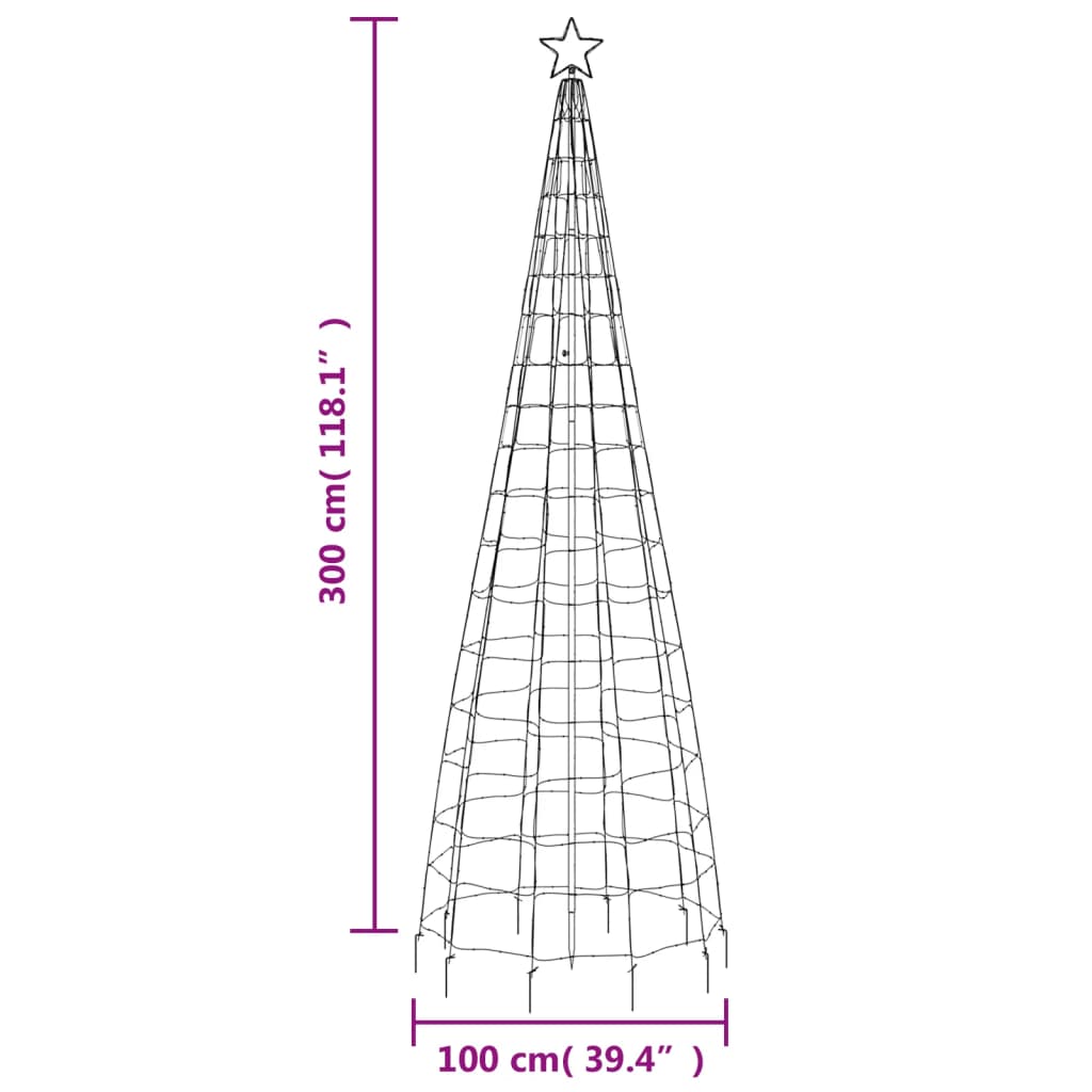 LED Christmas Tree with Ground Spikes 570 Cold White LEDs 300 cm