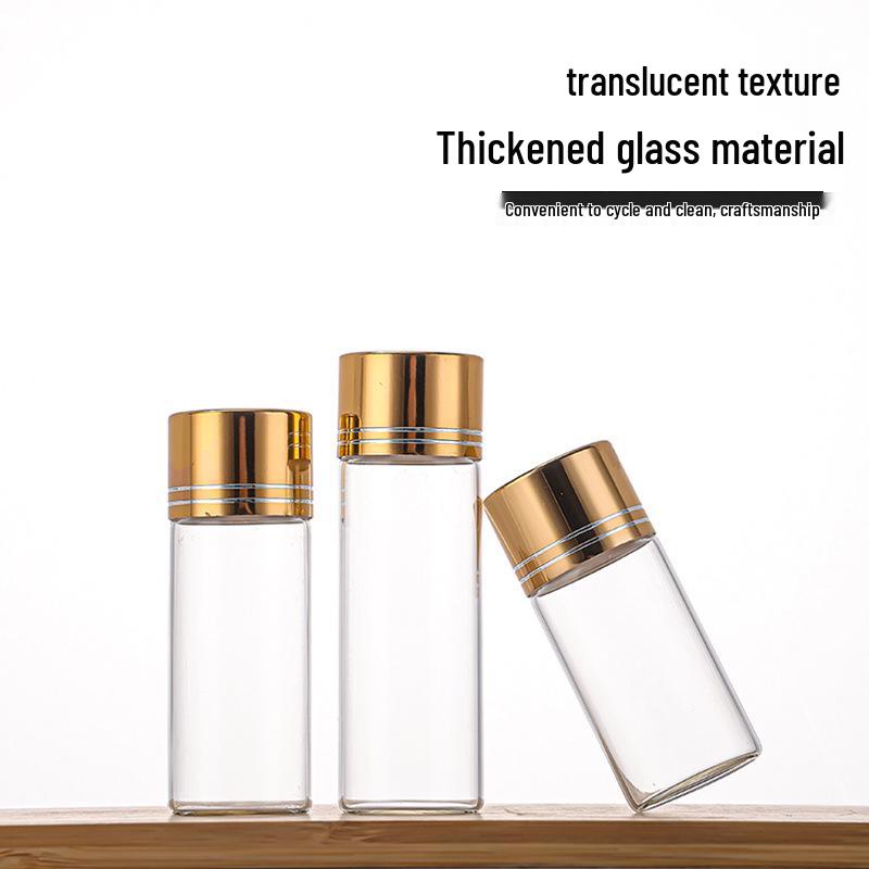 Gold Line 27mm Screw Cap Glass Vial - Sealed Saffron Storage Bottle with Aluminum Cap