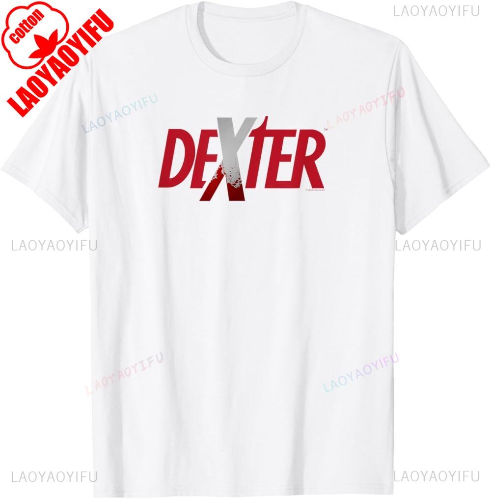 Dexter Splatter Graphic Printed TShirt Short Sleeve Casual Fashion Loose Man Tshirt Harajuku Comfort Breathe Cotton Tees