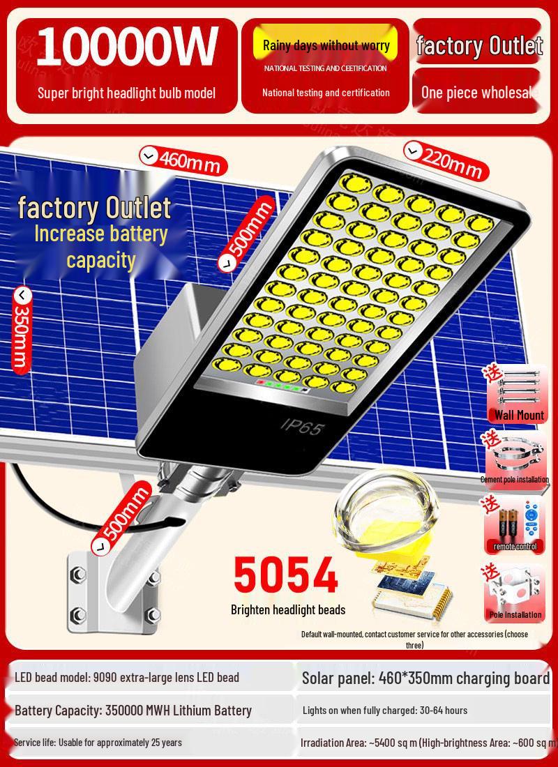 

Gold Double Diamond High-Power Waterproof Solar Street & Courtyard Light with Lightning Protection
