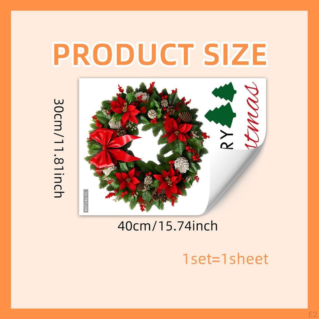 Weihnachtskranz Wandaufkleber Dekoration Kunst Abnehmbar Schön Tragbar Weihnachtsaufkleber PVC