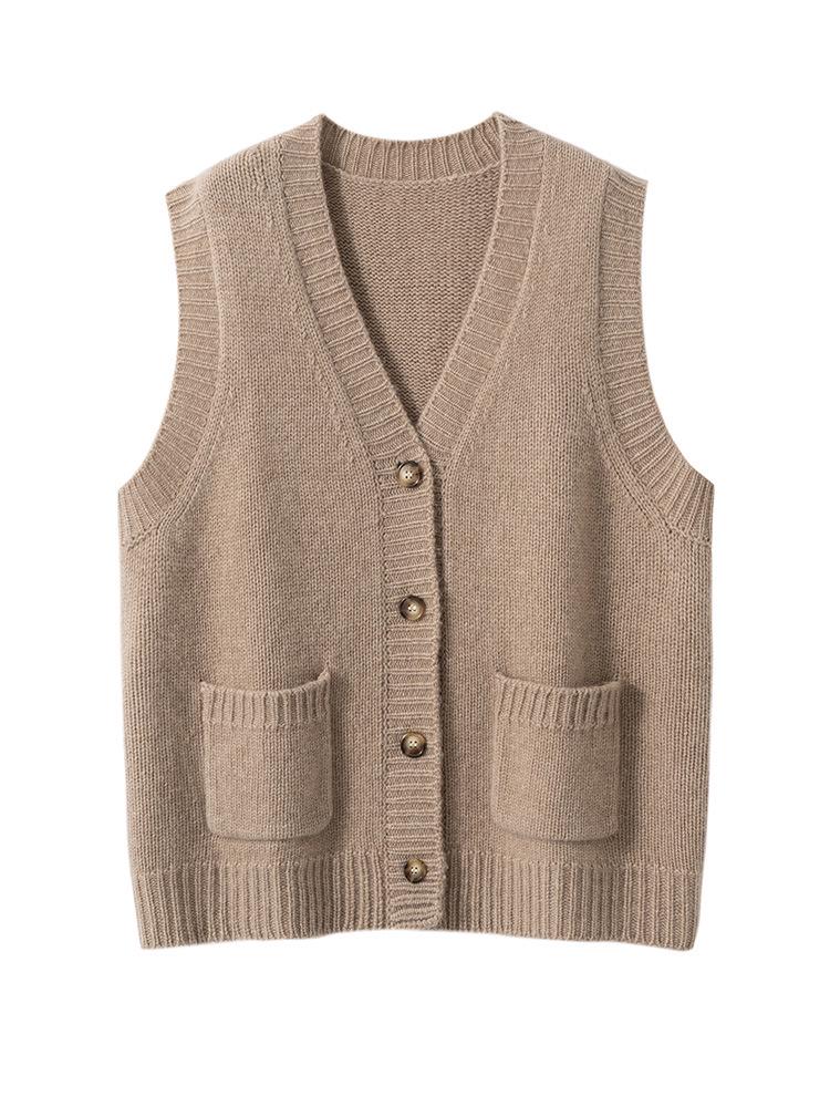 Women's Cashmere Vest: Autumn & Winter Style, Sleeveless, Fashionable Layering Cardigan, 7-Gauge Thick