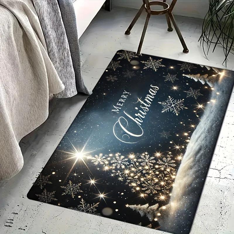 Christmas Carpet Romantic First Snow Door Mat Porch Soft Welcome Mat Rug For Bedroom Living Room Outdoor Carpet Home De