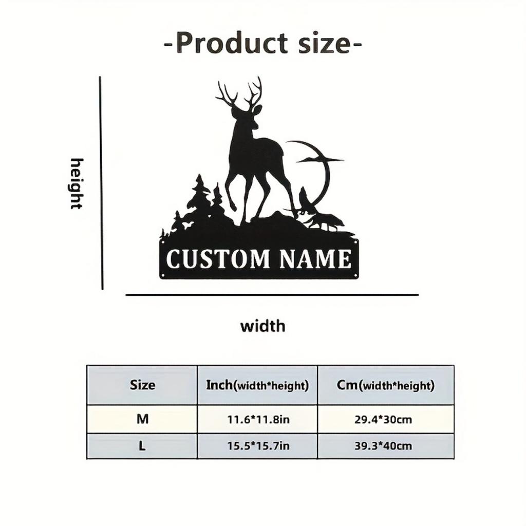 Customizable Deer Silhouette Metal Wall Art, Personalized Family Name Sign for Home Decor Indoor Outdoor