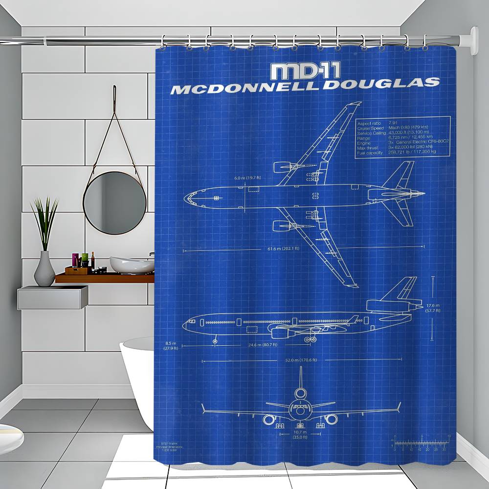 Air Force Flugzeug Airbus Patentdrucke Flugzeug 1 Stück Bedruckter Duschvorhang Wasserdicht Waschbar Mit 12 Haken Badezimmer Dusche Zuhause