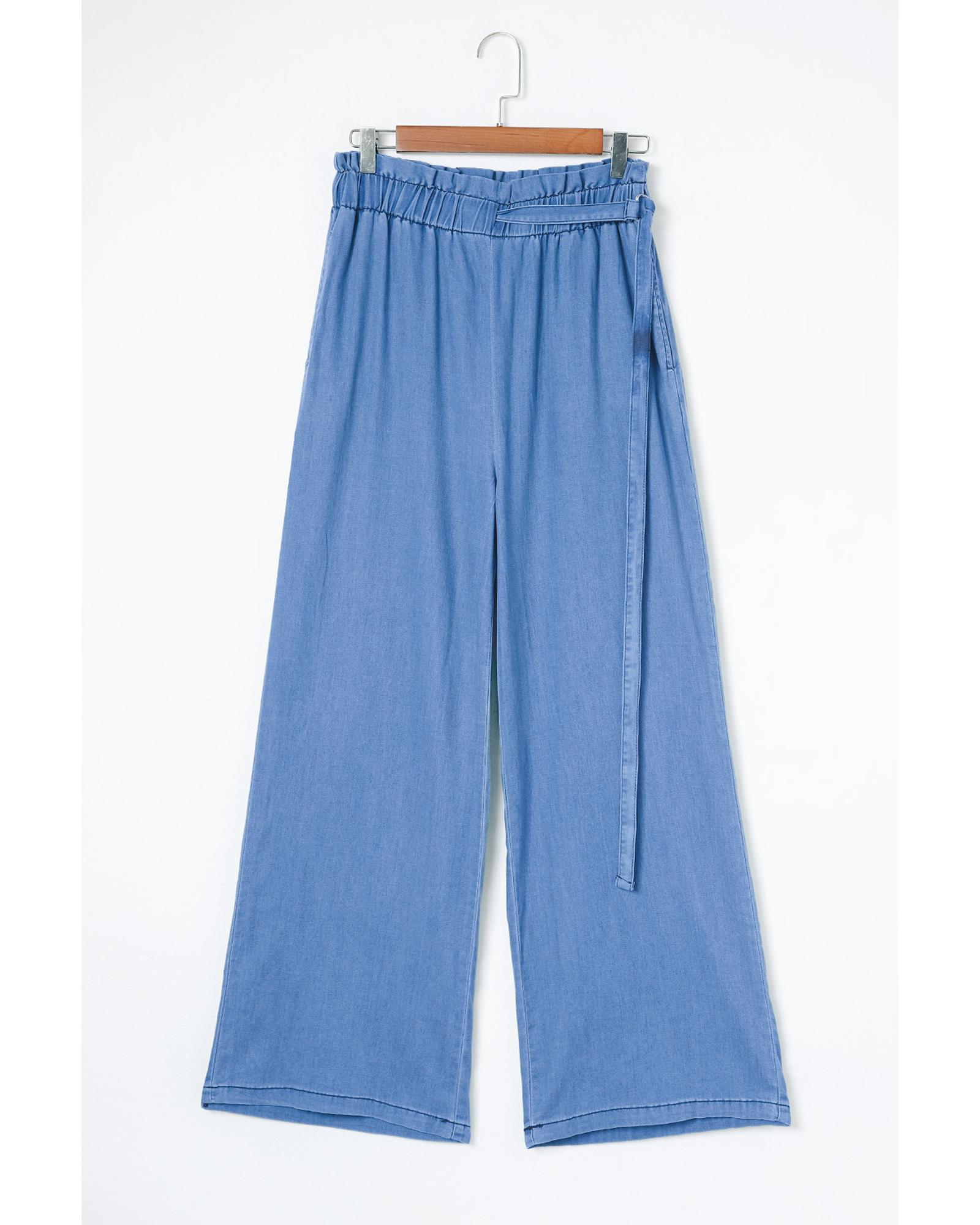 

Azura Exchange Pocketed Wide Leg Tencel Jeans 6 US синій