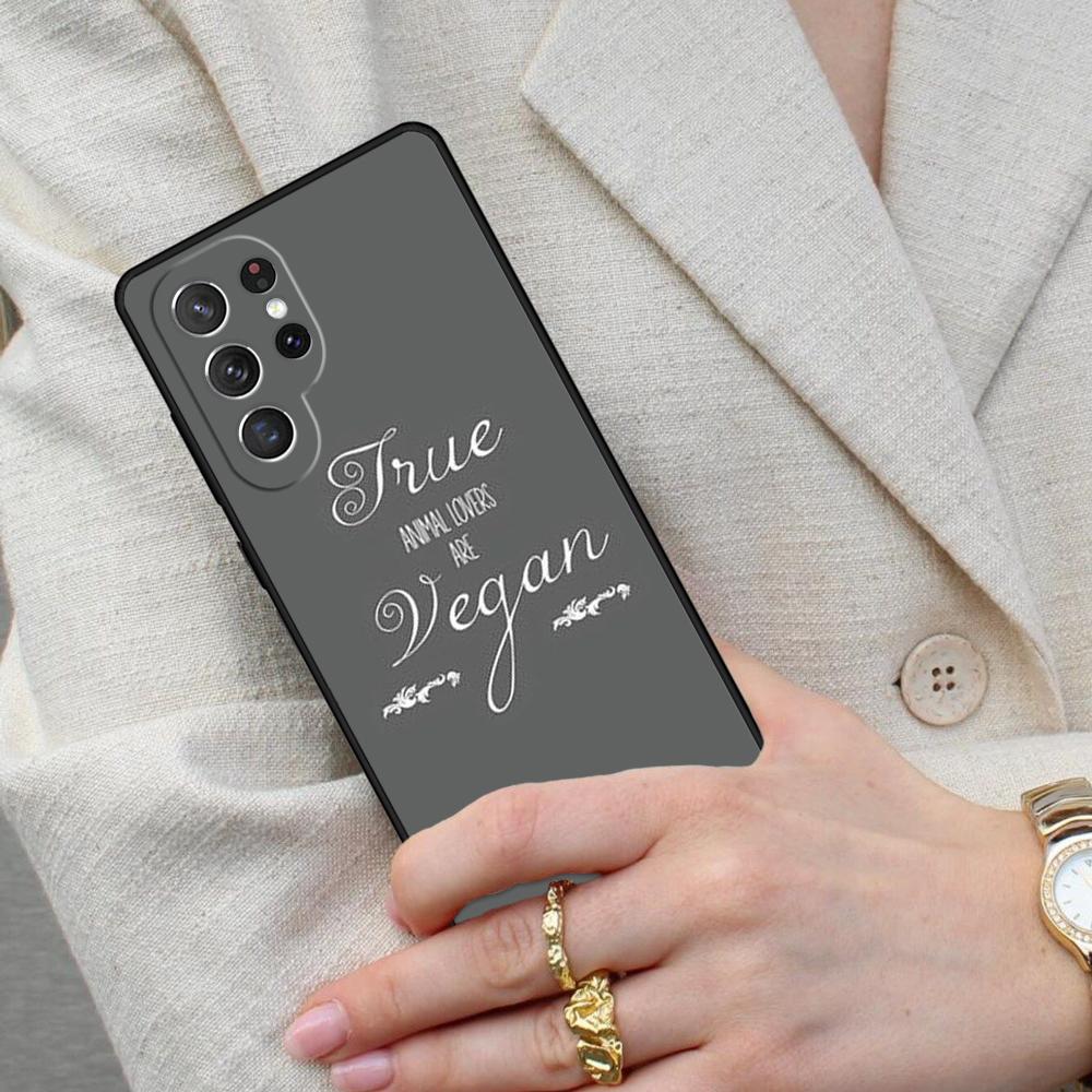 VEGAN FOOD QUOTES ANIMAL LOVE Cell Phone Case for Samsung Galaxy S26 Ultra S25 S24 S23 S22 S21 S20 Note10 Cover
