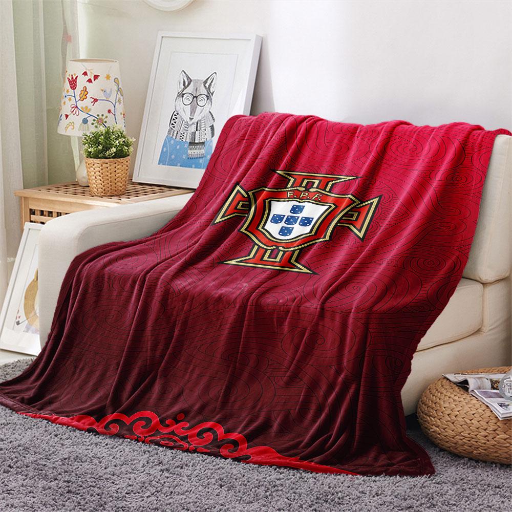 1PC Portugal National Football Team Patterned Flannel Blanket Suitable For All Seasons for Home Decor Warmth and Comfort Gifts Holiday Present