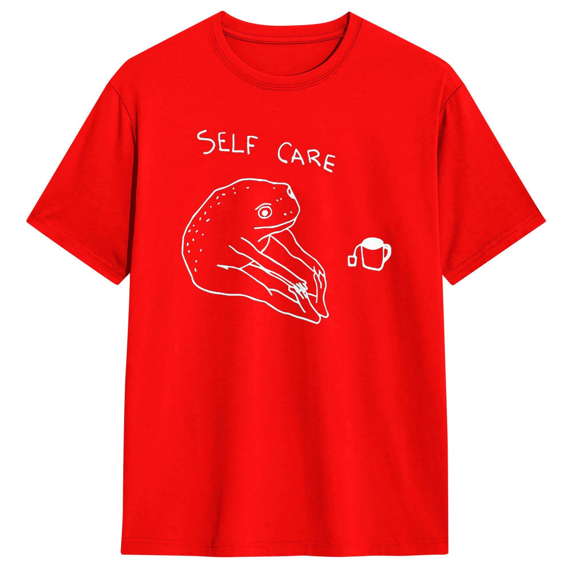 

Frog Self Care FUNNY MEME TShirt Summer 100 Cotton TShirts For Unisexs Custom Logo Tshirt ShortSleeved Aesthetic Top Tees S