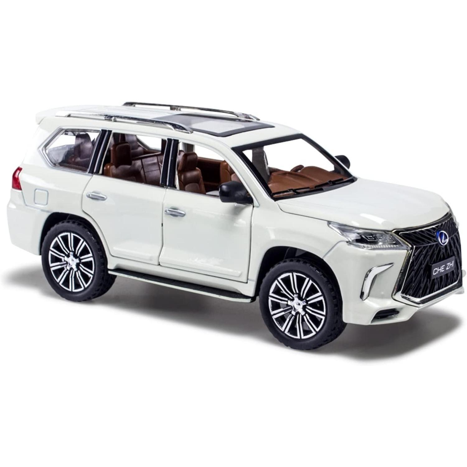 

Литая под давлением модель автомобиля Lexus LX570 в масштабе 1/24 - игрушечный автомобиль из цинкового сплава со звуком и светом, коллекционный игрушечный автомобиль для взрослых и мальчиков и девочек 1/24-Size:21*9.5*8.5cm белый