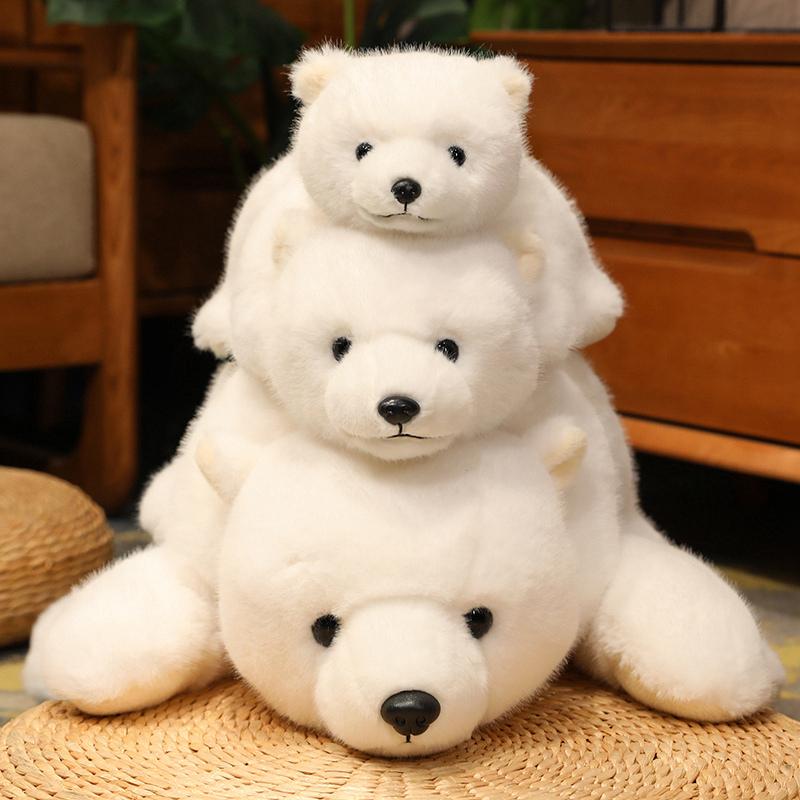 Creative 30/45/65cm Simulation Bear Panda Stuffed Animal Soft Fluffty Doll Lie Prone Funny Toys  Decor Girls Xmas Birthday Gift