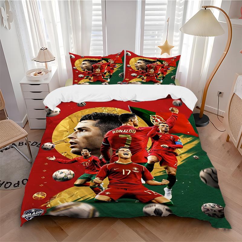 3Pcs Football Stars Celebration Bedding Sets For All Sizes New 3D Printed Bed Cover Comforter Duvet Cover Pillowcase Bedroom Decoration