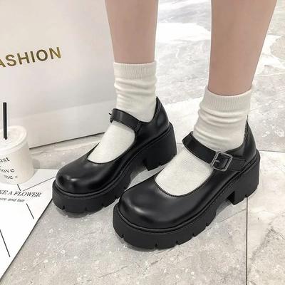 Weiße Mary Jane Lolita Schuhe Mädchen Cosplay Plateauabsatz Schuhe Damen Kleinleder Vintage Schuhe Damen Klobige Absatz Pumps