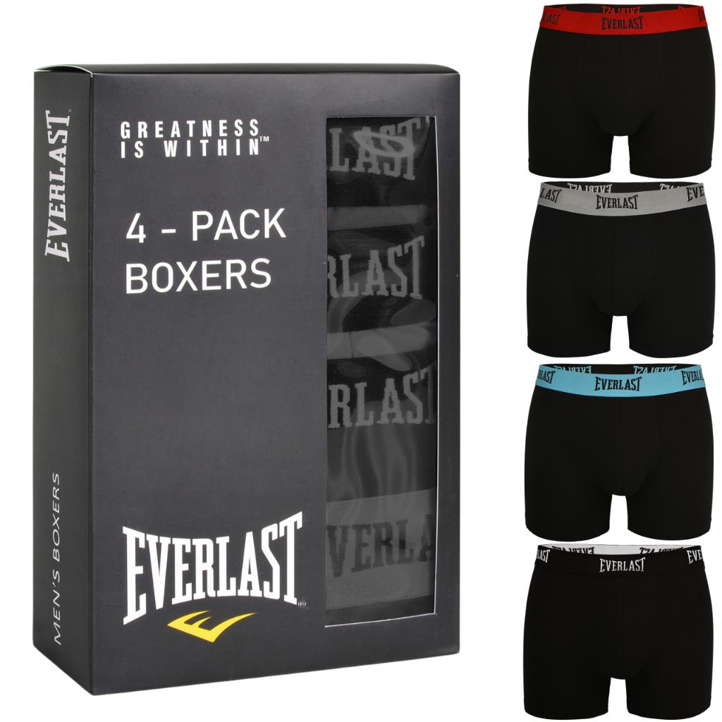 EVERLAST Men's Boxer Shorts Cotton Logo Black Set of 4