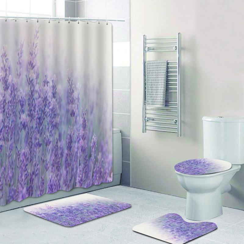 Elegant Bouquet Of Fantastic White Flowers 3D Style Shower Curtain Floral Bathroom Curtains With Bath Rugs Carpet Set Home Decor