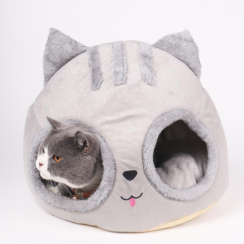 Cat Head Cat Nest Semi-enclosed Creative Shape Pet Nest Cat Nest Kennel Deep Sleep Nest Mat Separated Pet Supplies