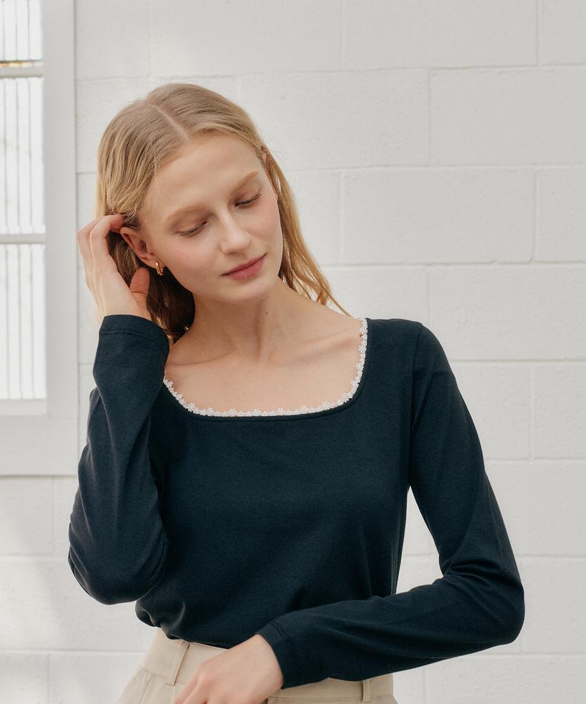 YUPPE Lace Roune T-Shirt_Black