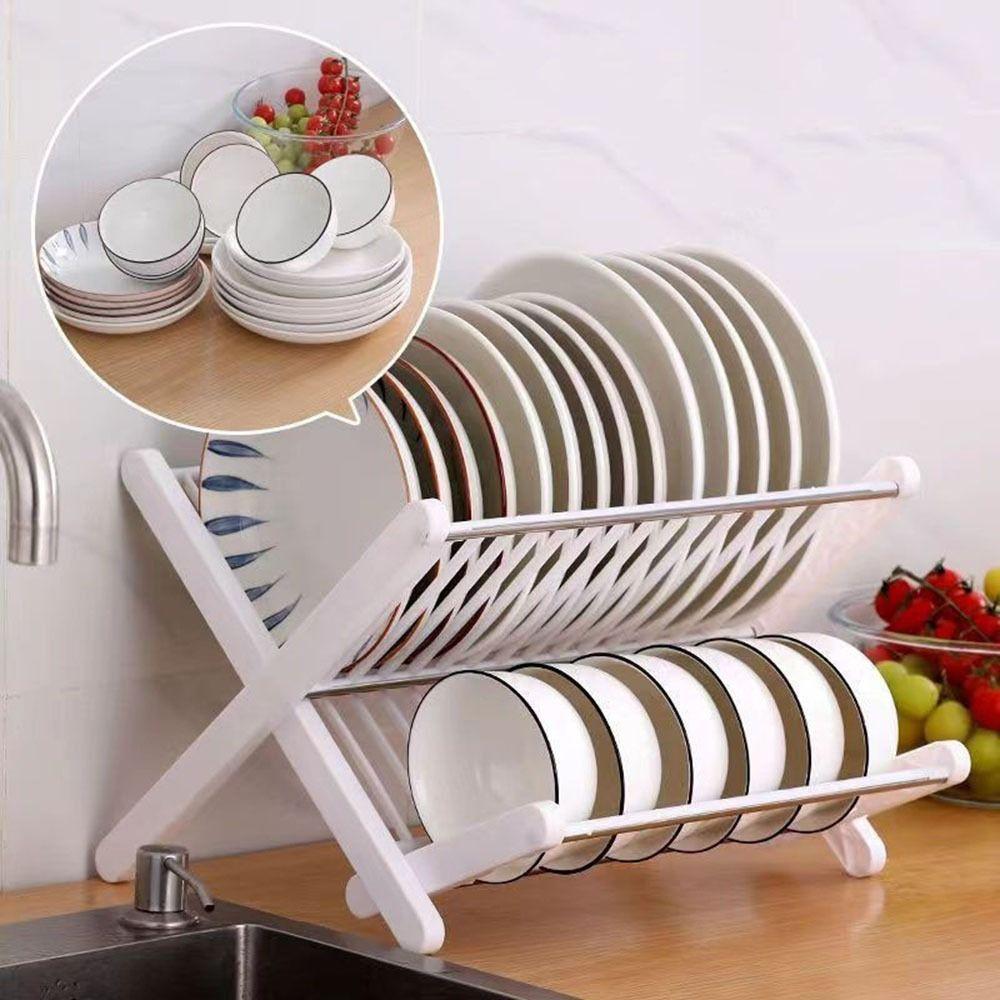 X-Type Foldable Drain Rack Plastic Plate Drain Holder Dish Drying Rack  Sink Draining