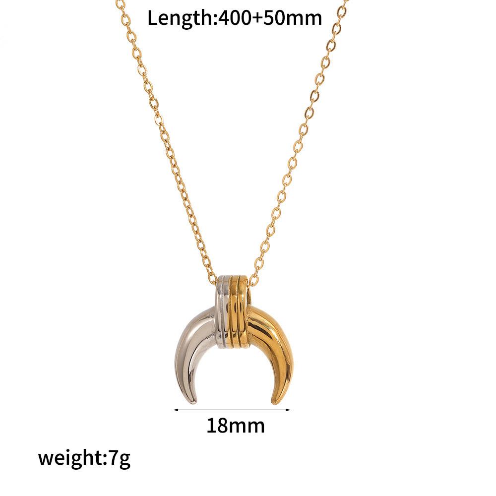 

Minimalist Heart Shape Stainless Steel Earring Set With Moon Elements For Women Necklace B