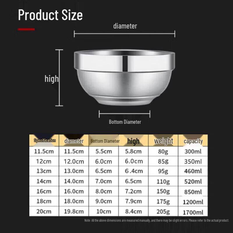 304 Stainless Steel Double-Layer Insulated Bowl