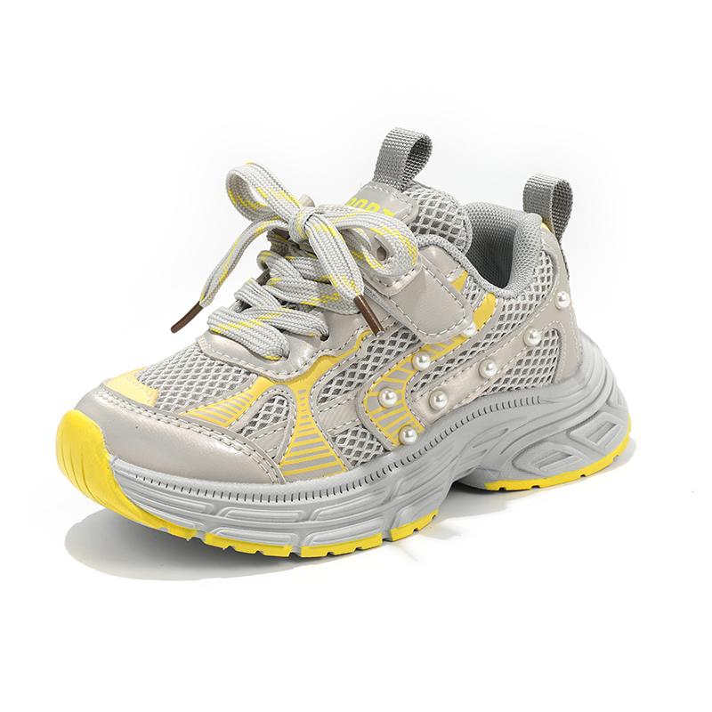 

Spring and Autumn New Korean style fashionable children s soft soled dad shoes, running shoes, versatile mesh shoes 26 жёлтый