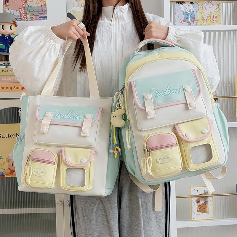 Schoolbag Soft Sister Small Fresh Schoolbag Korean College Style Backpack Multi-compartment Design Sense Female Junior High School Student Travel 