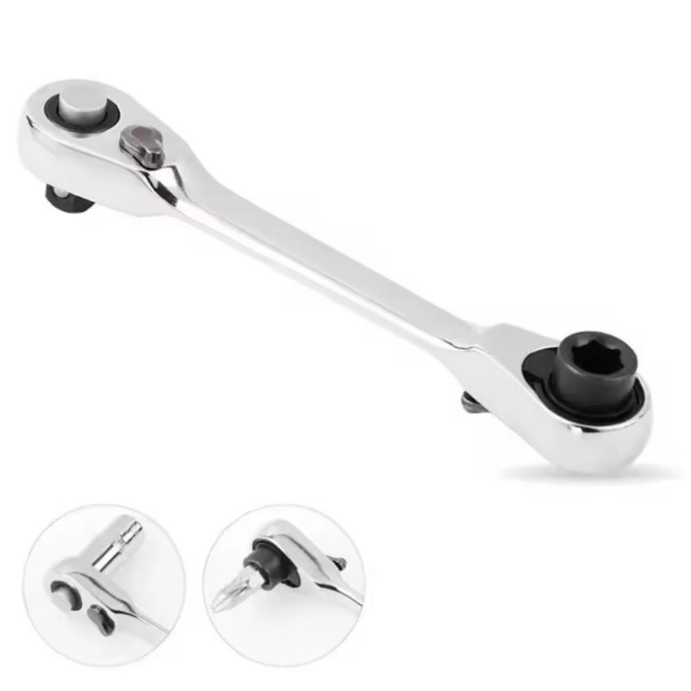 Mini Double Headed Ratchet Wrench 1/4 Inch Drive Socket Screwdriver Bit Driver Quick Release Ratchet Wrench Hand Tools