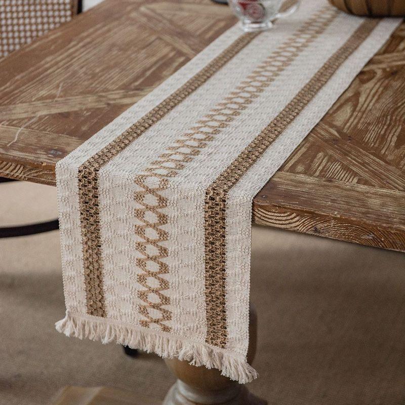 

Retro Fabric Table Runner Dining Table Bunting Coffee Table TV Cabinet Tablecloth Chinese Zen Dining Table Tea Mat Decorative Cloth Bench Three twine 30*120cm